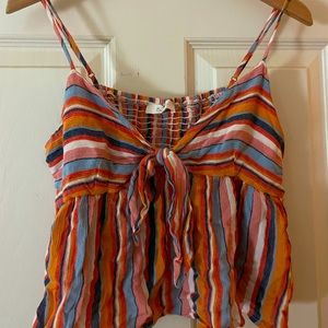 Colorful Cropped Tie Top